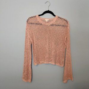 Xhilaration Bell Sleeve Crop Net Top